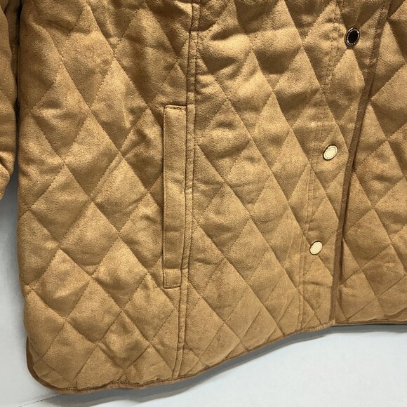 LARGE  Barn Jacket Faux Suede Quilted W/Lining-TOFFEE Isaac Mizrahi Live!❤️OFFER - Picture 4 of 13